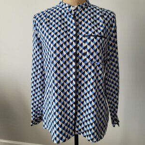 Woman's Worthington  Long Sleeved Blouse Semi Sheer Black/Grey/Blue petite Large
